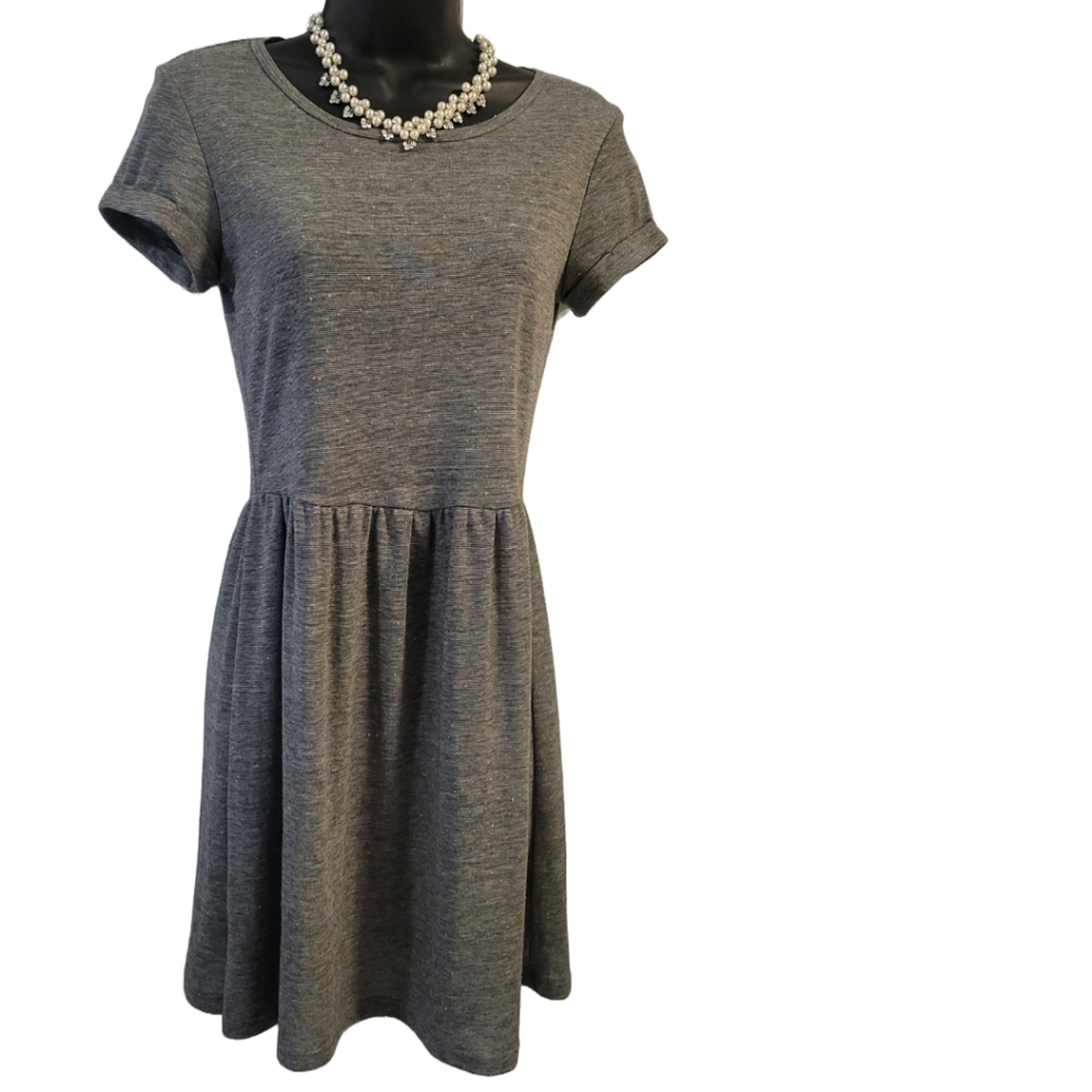 Keds Grey Striped & Confetti Pattern Babydoll Dress